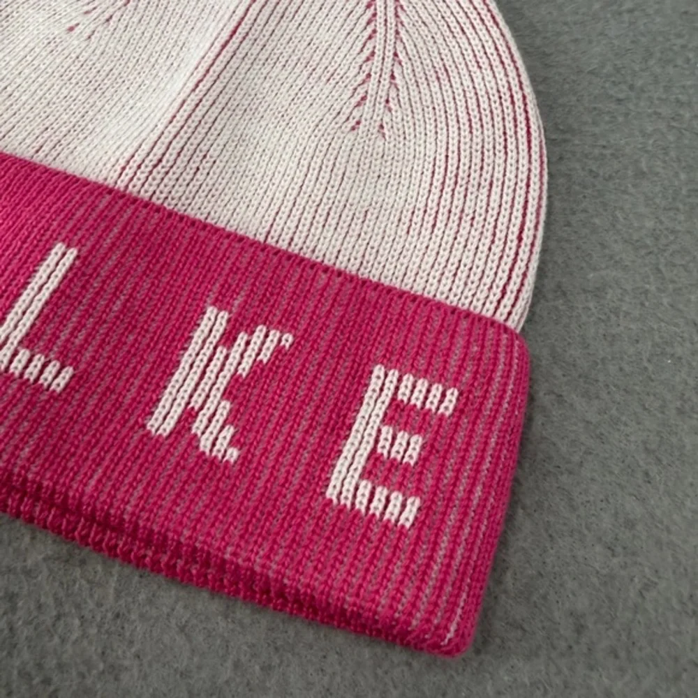 Falke Germany Beanie Hat‎ Unisex Pink Ski Logo Merino Wool Blend Ribbed Sporty